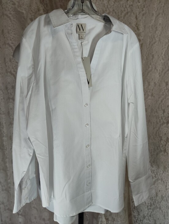 Worthington Tops - Women's Classic White Long Sleeve Button-Down Shirt